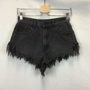 UNIF High Rise Faded Clack Cut Off Denim Shorts